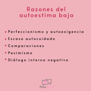 5 razones de autoestima baja